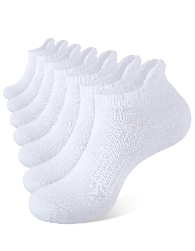 CLOSEMATE 7 Pairs Ankle Athletic Running Socks for Men Women - Comfortable Cotton Cushioned and Anti-Blister(7White, Size L) - Image 1